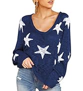 xxxiticat Women's Casual Star Tank Tops Long Sleeve Off The Shoulder Knitted Tunic Tops Boat Neck...