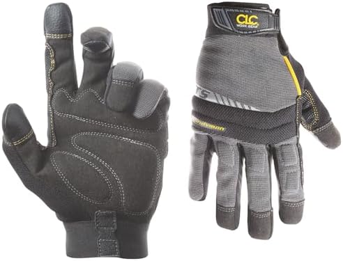 Custom Leathercraft125L Handyman Flex Grip Work Gloves, Shrink Resistant, Improved Dexterity, Tough, Stretchable, Excellent Grip, Black