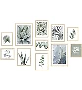 ArtbyHannah 11 Pack Large Gallery Wall Frame Set with Light Wood Picture Frame Collage Set and De...