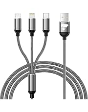 Aioneus Multi Charging Cable 1.2M Multi Charger Cable Nylon Braided 3 in 1 Charging Cable Universal USB Cable Fast Charging Cord,USB to USB C/Micro USB/Lightning Cable for iPhone,iPad,Samsung and More