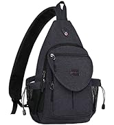 MOSISO Sling Backpack,Canvas Crossbody Hiking Daypack Bag with Anti-theft Pocket