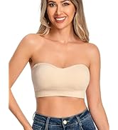 ANGOOL Damen Trägerloser BH Push Up ohne Bügel Bandeau Top Damen Gepolsterter Seamless Ribbed Rut...