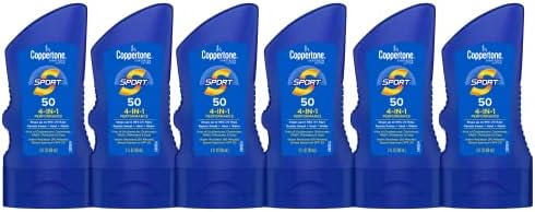 Coppertone SPORT Sunscreen Lotion SPF 50, Water Resistant Sunscreen, Broad Spectrum SPF 50 Sunscreen, Bulk Sunscreen Pack, 3 Fl Oz Bottle, Pack of 6