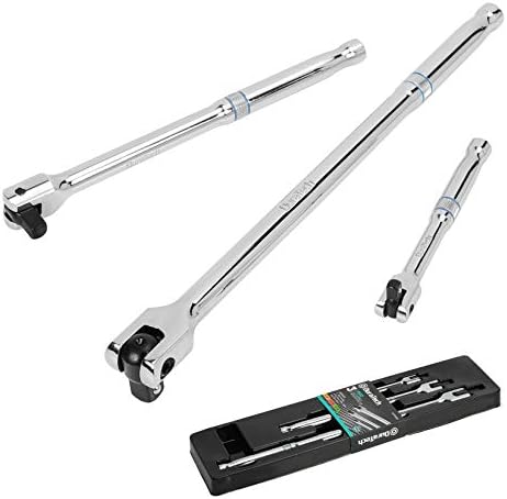 DURATECH 3-Piece Breaker Bar Set with 180° Rotatable Head, 6"-15" Lengths, Premium Chrome Alloy