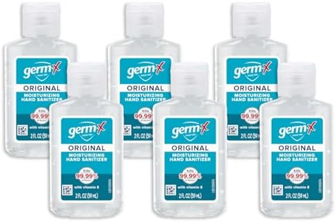 Germ-X Original Hand Sanitizer, Kids Hand Sanitizer, Moisturizing Gel with Vitamin E, Instant and No Rinse Formula, Bulk Mini Travel Size for On-The-Go, 2 Fl Oz (Display Pack of 6)