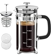 QUQIYSO French Press Coffee Maker 304 Stainless Steel French Press with 4 Filter, Heat Resistant ...