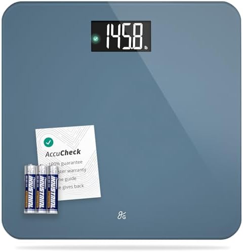 Greater Goods Digital AccuCheck Bathroom Scale for Body Weight, Capacity up to 400 lbs, Batteries Included, Stone Blue