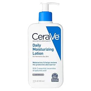 CeraVe Daily Moisturizing Lotion for Dry Skin | Body Lotion &amp; Face Moisturizer with Hyaluronic Acid and Ceramides | Daily Moisturizer | Fragrance Free | Oil-Free | 12 Ounce