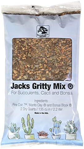 Bonsai Succulent and Cactus Soil - Jacks Gritty Mix #111 - Fast Draining – Fights Root Rot – Optimized pH (1/2 Gallon / 2 Dry Quarts)