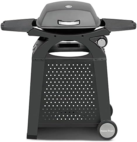 MASTER COOK Propane Gas Grill, Portable Tabletop Barbecue Grill with Cart for Patio, Camping, Travel