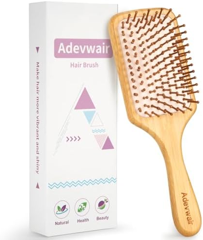 Adevwair Hair Brush-Bamboo Wood Paddle Brush for Women Men Massaging Scalp Increase Hair Growth