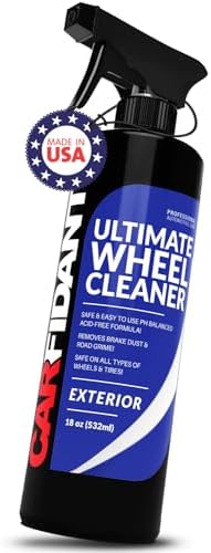 Carfidant Ultimate Wheel and Tire Cleaner Spray - Non-Acidic, Save For All Wheels and Tires - Easily Remove Persistent Brake Dust and Resilient Dirt - 18 fl. oz.