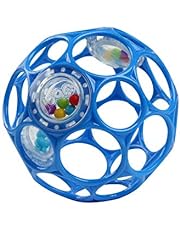 Bright Starts Oball Easy-Grasp Rattle BPA-Free Infant Toy in Blue, Age Newborn and up, 4 Inches