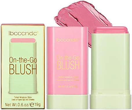 Blush Stick 2-in-1 Cheek and Lip Tint Soft Cream On-the-Go Blush Stick Blendable for Cheek Makeup，Blush Stick for Cheeks and Lips (Shy Pink)