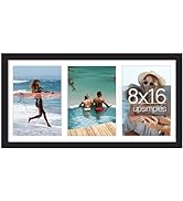 upsimples 8x16 Picture Frame, 3 Picture Frame Display Pictures 5x7 with Mat or 8x16 Without Mat, ...