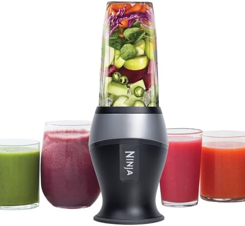 Ninja QB3001SS Ninja Fit Compact Personal Blender, Shakes, Smoothies, Food Prep, and Frozen Blending, 700-Watt Base and (2) 16-oz. Cups & Spout Lids, Black