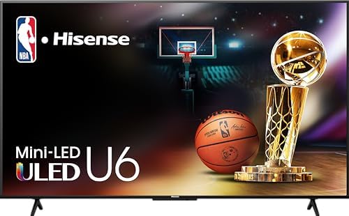 Hisense 75-Inch Class U6 Series Mini-LED ULED 4K UHD Google Smart TV (75U6N, 2024 Model) - QLED, Motion Rate 240, HDR 10+, Full Array Local Dimming, Game Mode Plus, Alexa Compatibility