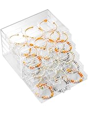SPAKOWN Earring Organizer, Acrylic Earring Box Large 30 Compartments Jewelry Holder Organizer with 5 Drawers Stackable Earring Bracelet Storage Case Jewelry Boxes for Women (Clear)