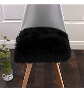 Softlife Black Faux Fur Sheepskin Chair Cover Seats Cushion Pad Super Soft Area Rugs for Living B...