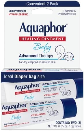 Aquaphor Baby Healing Ointment - Soothing, Moisturizing Cream for Diaper Rash & Chapped Skin - 0.7 oz (Pack of 2)