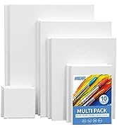 FIXSMITH Stretched White Blank Canvas- Multi Pack 4x4",5x7",8x10",9x12",11x14" (2 of Each),Set of...