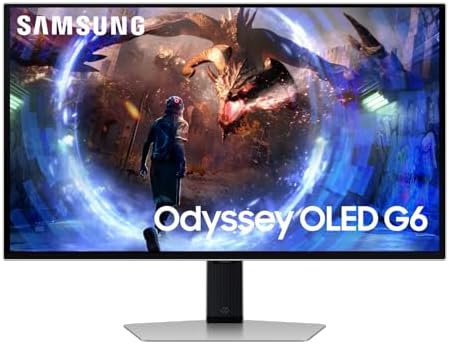 SAMSUNG 27-Inch Odyssey G6 (G60SD) Series OLED Gaming Monitor with QHD 360Hz 0.03ms, Anti-Glare, Sleek Metal Design, LS27DG602SNXZA, 2024