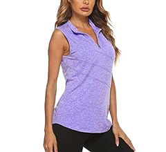Women's Sleeveless Golf Tennis Polo Shirts Zip Up Dry Fit Workout Tank Tops Athletic Shirt