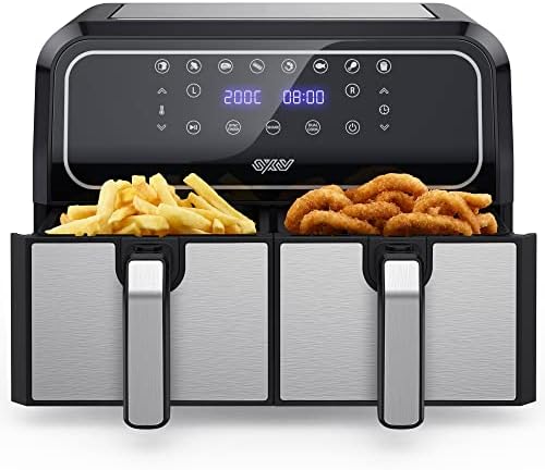 Innsky Dual Zone Hot Air Fryer Double Chamber 8L, 8 Programmes Hot Air Fryer Double Air Fryer with 2 Baskets, Fryer Hot Air without Oil, Dual Cook, Synchronise Ready Technology, Shake Mode