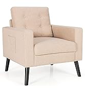 Giantex Modern Accent Chair, Upholstered Living Room Chair, Button Tufted Single Sofa Couch, Bedr...