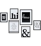 ArtbyHannah 6 Pack Framed Motivational Office Wall Art, Black and White Gallery Wall Frame Set fo...