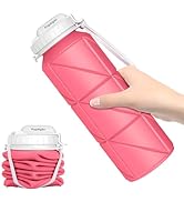 Popdigito 690ML Collapsible Water Bottles Reusable Leak Proof Silicone Water Bottle BPA Free Dura...