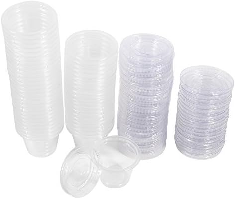 50Pcs Bulk Plastic Chutney Cups with Lids Food Container Storage Box Leak Proof - Clear (Size : 3oz)