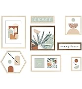 ArtbyHannah 8 Pack Abstract Gallery Wall Frame Set with Decorative Botanical Plant Photo Artwork ...