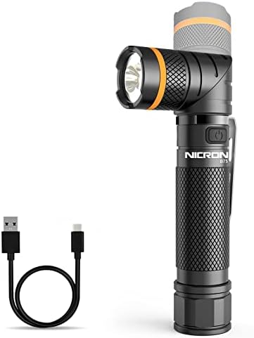 NICRON B75 UV Rechargeable LED Flashlight 1000 Lumens 395nm Ultraviolet, 90 Degree 4 Modes Flashlight with Magnetic Base IP65 Waterproof for Camping Outdoor Night Walking Urine Detector