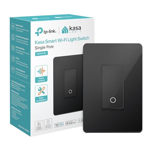 Kasa Smart Light Switch HS200-BL, Single Pole,Neutral Wire Required, 2.4GHz Wi-Fi Light Switch Compatible with Alexa and Goog