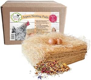 Fresh Eggs Daily Natural Aspen Chicken Nesting Pads for Laying Hens Large 13 x 13 (6 pack) PLUS 2oz. sample of Coop Confetti Nesting Herbs