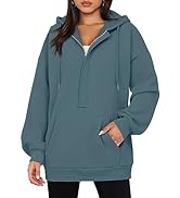 ROSELINLIN Womens Oversize Hoodies Basic Solid Sweatshirts Long Sleeve Pullover Tops Zip Collar w...