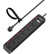 CRST 15A Heavy Duty Power Strips with Individual Switches 14AWG Surge Protectors Power Strip with...