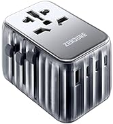 Zendure Universal Travel Adapter 65W PD Fast Charger 4 USB-C,1 USB-A, International Wall Charger ...