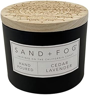 Sand + Fog Scented Candle - Cedar Lavender – Additional Scents and Sizes – 100% Cotton Lead-Free Wick - Luxury Air Freshening Jar Candles - Perfect Home Decor – 12oz