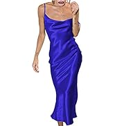 xxxiticat Women's Sleeveless Spaghetti Strap Satin Dress Cocktail Beach Evening Party Cowl Neck B...