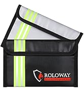 ROLOWAY Small Fireproof Bag (5 x 8 inches) with Reflective Strip, Non-Itchy Fireproof Money Bag, ...