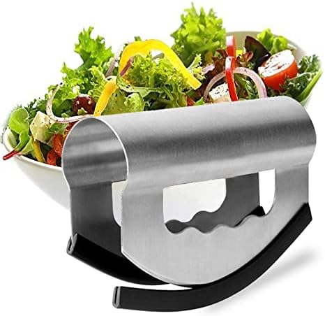 Salad Chopper with Protective Cover - Double Blade Salad Cutter, Stainless Steel Mezzaluna Chopper Knife for Lettuce, Salad and Vegetable Mincing