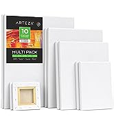 Arteza Stretched Canvas, Multipack of 10, 4x4, 5x7, 8x10, 9x12, and 11x14 Inches – 2 of Each, 100...