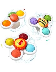 Hooku 3 Pcs Suction Cup Spinner Toys, Baby Fidget Spinner Toy, Spinning Toys for Toddlers 1-3, Sensory Toys Early Education Toys Bathtub Toy Dining Chairs Toys, Birthday Gifts for Baby Boy Girl