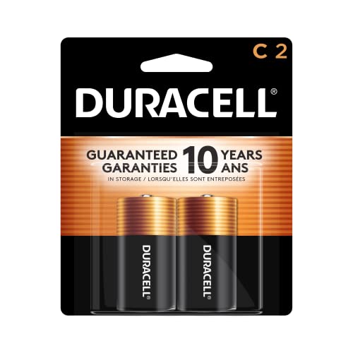 Duracell Coppertop C Batteries, 2 Count Pack, C Battery with Long-lasting Power, All-Purpose Alkaline C Battery for Household