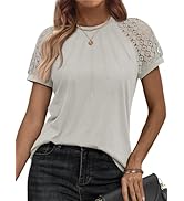 AUTOMET Womens Tshirts Trendy Fashion Tops Lace Short Sleeve Business Tee Shirts Casual Knitted B...