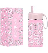 IRON °FLASK Kids Water Bottle - Straw Lid, 20 Name Stickers, Vacuum Insulated Stainless Steel, Do...