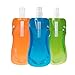 Clever Creations Collapsible Sports Water Bottle 3 Pack, Foldable Leak Proof Travel Bottles for Camping and Hiking, 480 mL Capacity, Blue, Orange, and Green