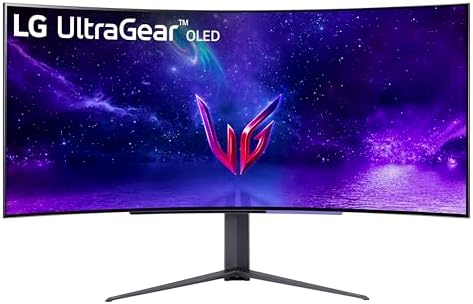 LG 45GR95QE-B Curved UltraGear Gaming Monitor 45-Inch (3440 x 1440) OLED Display, 240Hz Refresh Rate, 0.03ms GtG Response Time, NVIDIA G-SYNC Compatible, Contrast Ratio 1.5M:1, Black